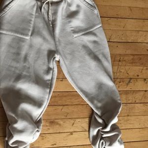 stacked joggers beige